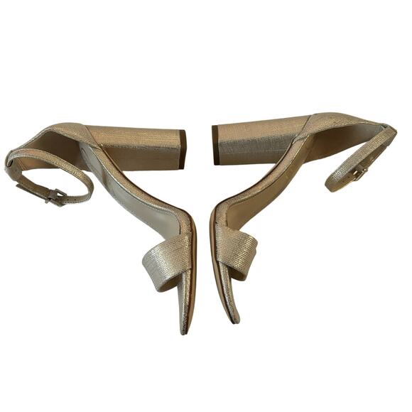 Sam Edelman Yaro Jute Gold Metallic Ankle Strap Heel Sandals Size 5 - Picture 3 of 8